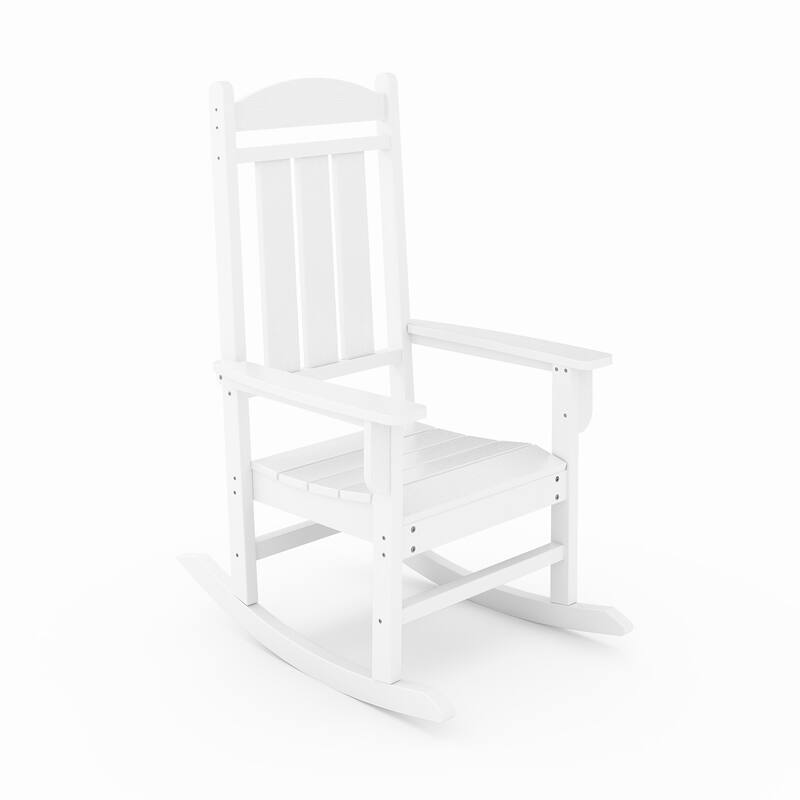 Pecan Traditional Porch Rocker - Classic Hdpe Poly Lumber For Porch (Excluding the table)