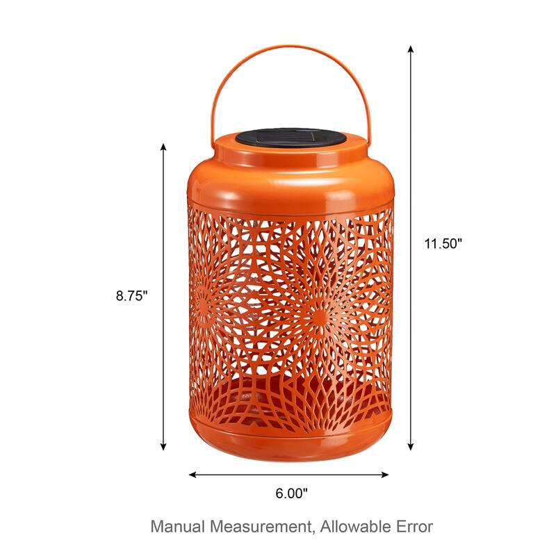 Glitzhome Set of 2 Metal Cutout Solar LED Outdoor Waterproof Hanging Lanterns