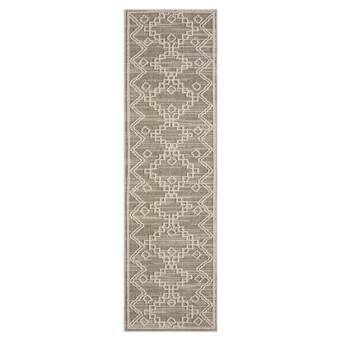 Terra by Obeetee Resort Diamonds Rug - Natural/Criss Cross - 2'2" x 7'6"