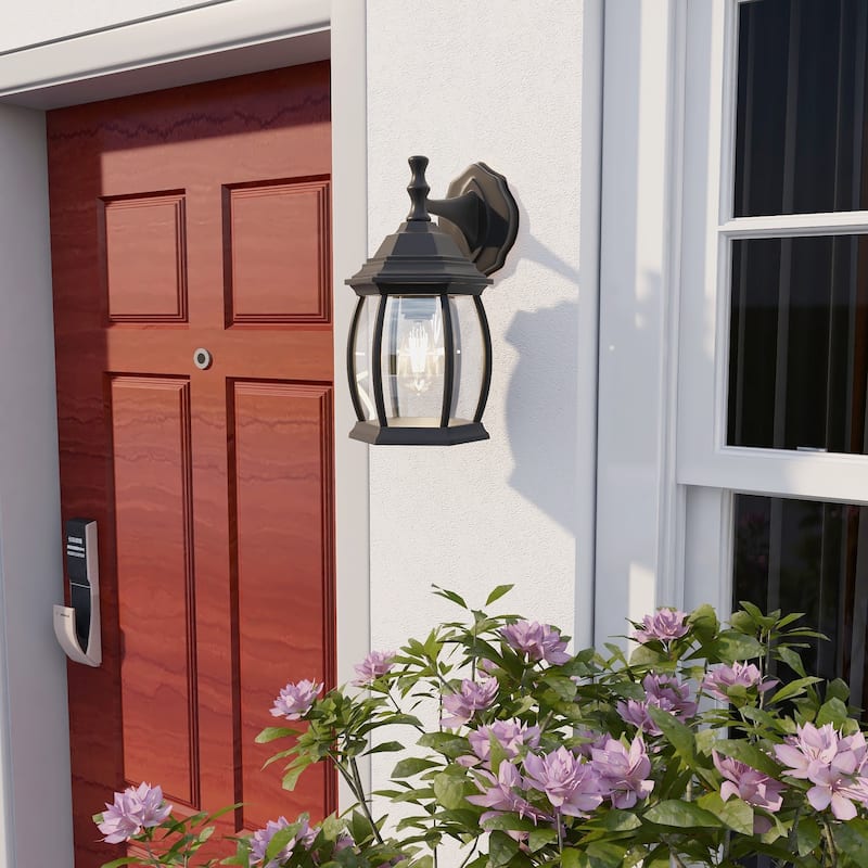Textured Black Outdoor Wall Lartern Light Set of 2