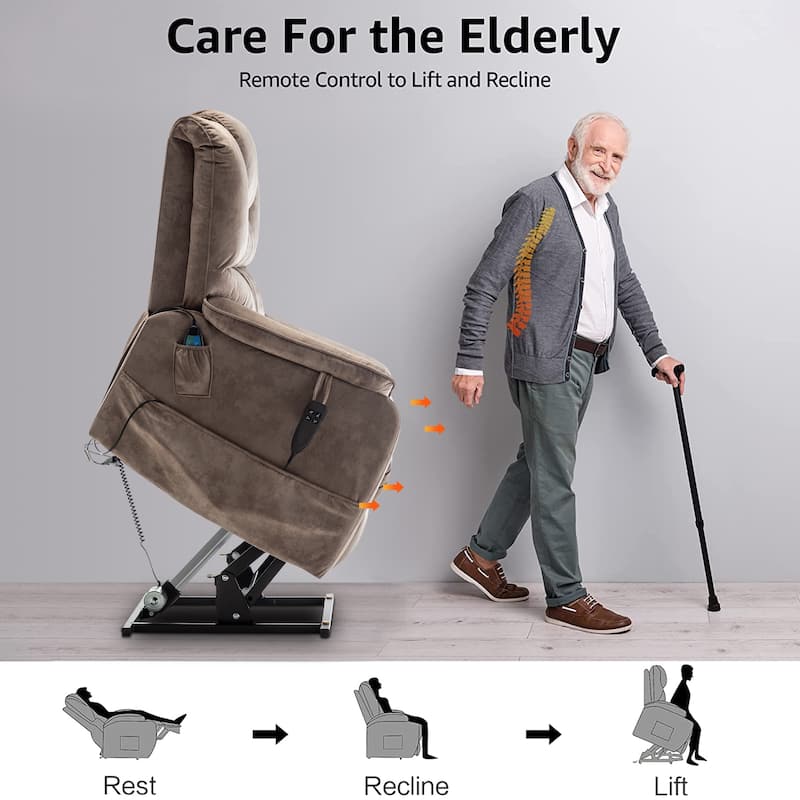 35.5"W Dual Electric Power Lift Recliner,Massage&Heat,180 degrees