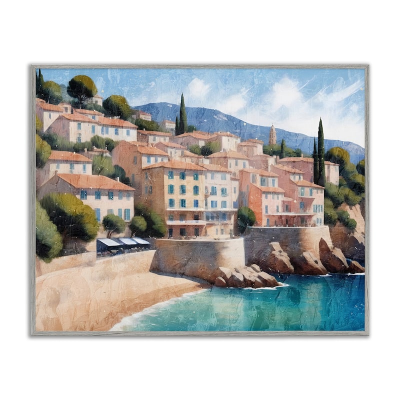 Stupell Charming Coastal Architecture Framed Giclee Art Design By Kim Allen - 14 x 11 - Grey