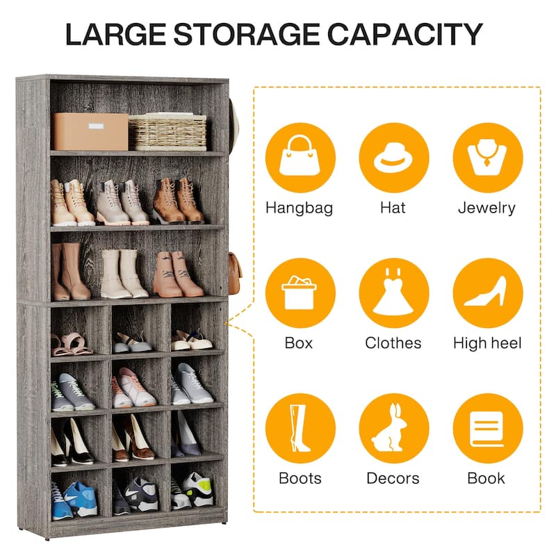 Modern Shoe Storage Cabinet with Shelves, 24 Pair Freestanding Shoe Rack Storage Organizer for Hallway Bedroom Entryway