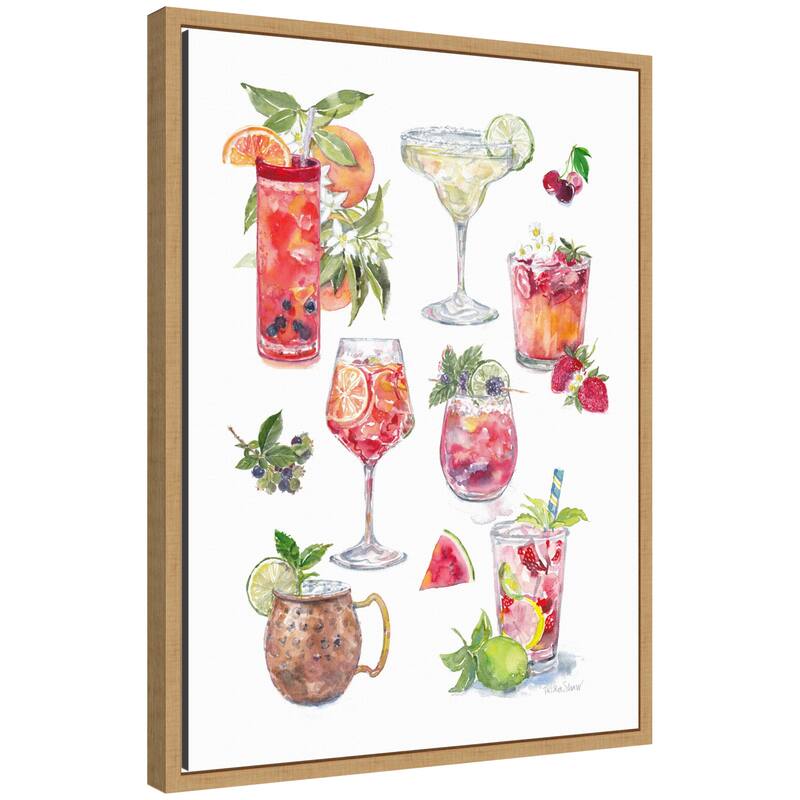 Kate and Laurel Sylvie 7 Fruity Drinks Framed Canvas by Patricia Shaw - 18x24