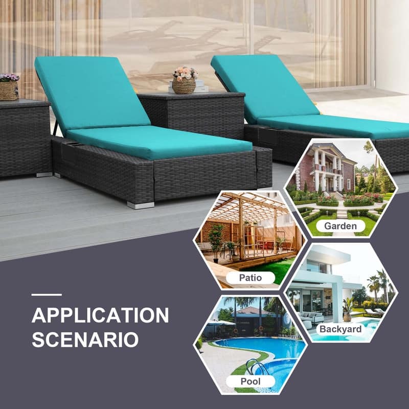 FINCATI Outdoor Oversized Chaise Lounge Chair, 500 lbs Luxury Patio Adjustable 5-Position Wicker Lounger for Pool (Set of 2)