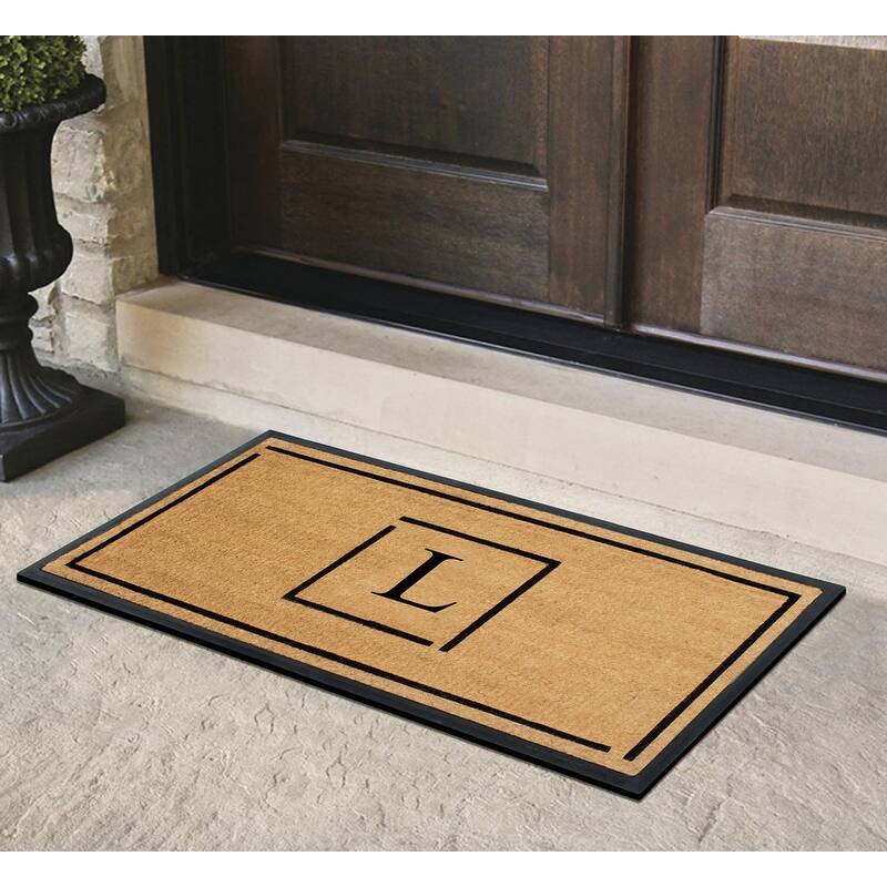 A1HC- Designer Hand-Crafted Rubber Coir Molded Double/Single Door Mat Monogrammed, Perfect and More Functional Size 24x48 Inch