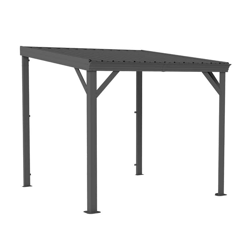 Domi Lean to Gazebo, Outdoor Hardtop Wall Mounted Gazebo with Sloping Galvanized Steel Roof