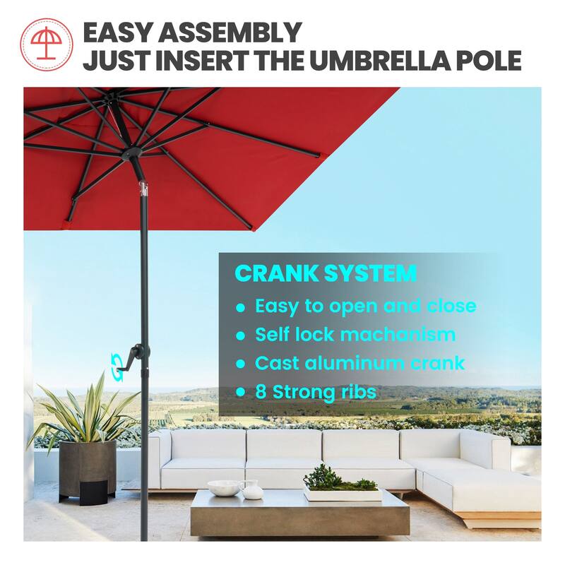 9 x 5 FT Outdoor Patio Rectangular Market Umbrella and Base Stand with Wheels