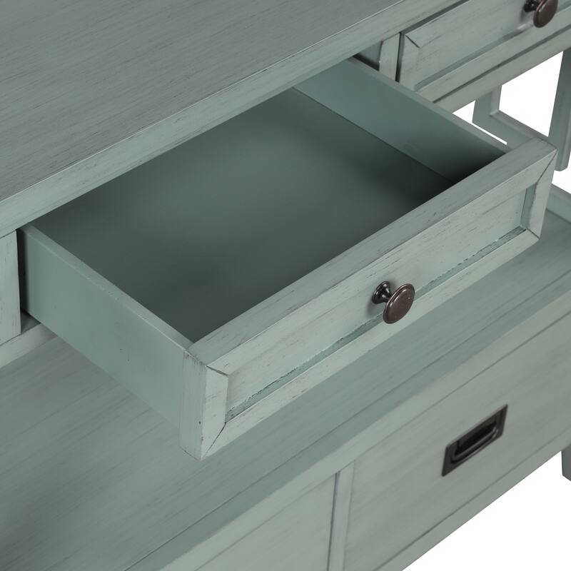 Wood Console Table Entry Sofa Table with 4 Drawers & 1 Storage Shelf for Entryway Living Room Bedroom