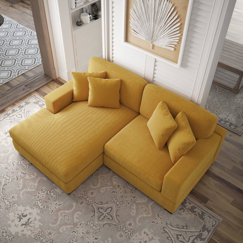 Corduroy Modular Couch Sectional Chaise Lounge Sofa