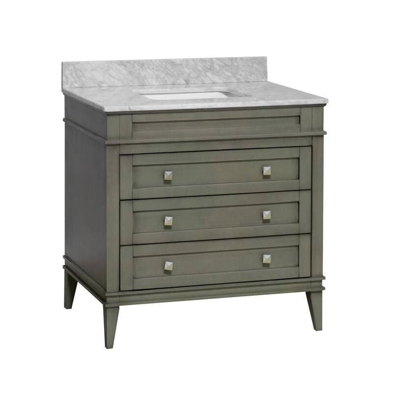 KitchenBathCollection Eleanor 36" Bathroom Vanity with Carrara Marble Top