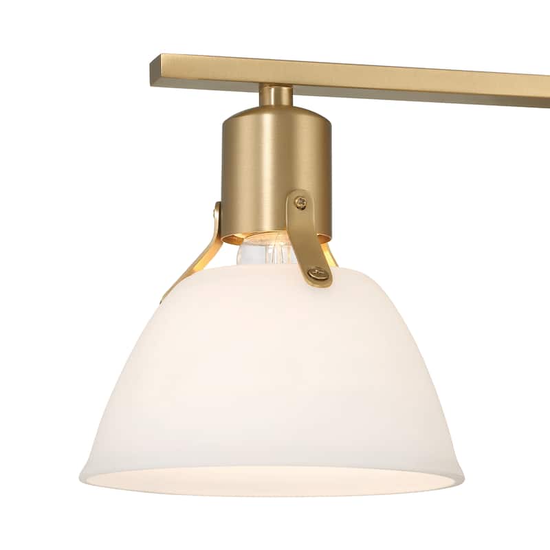 Cooper Metal 3-Light Vanity Light with Etched Glass Shades - 7.0"L x 24.0"W x 7.6"H