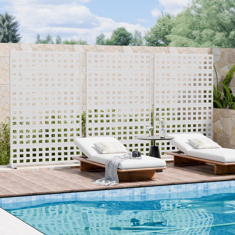 Outdoor Rectangle Privacy Screens Metal Screen Fence Panel Set of 2