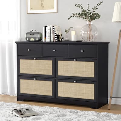 Boho Natural Rattan 7-Drawer Dresser