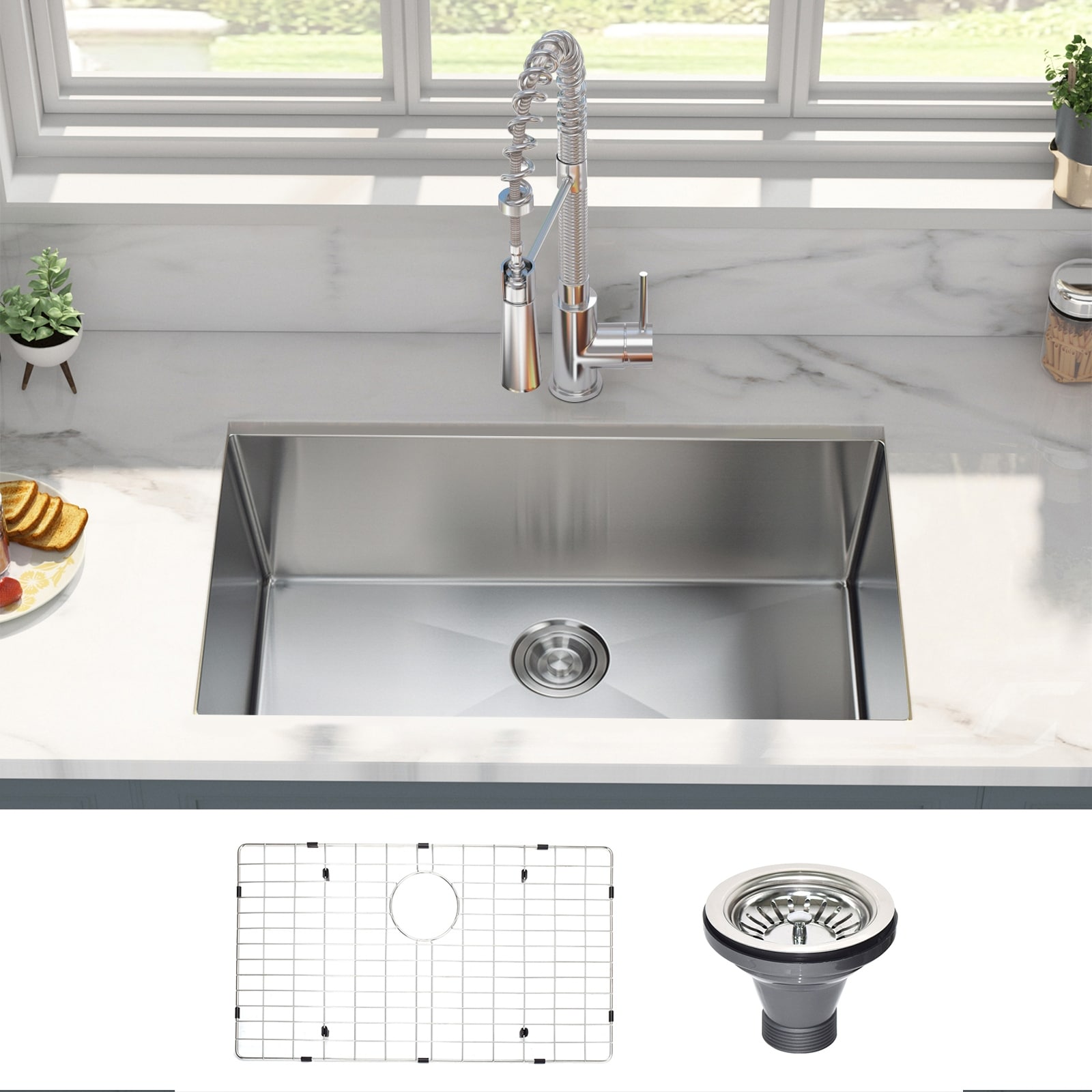 Undermount Kitchen Sink 27 Inch, Stainless Steel Sink, Large Deep Single Bowl Ki - View #7