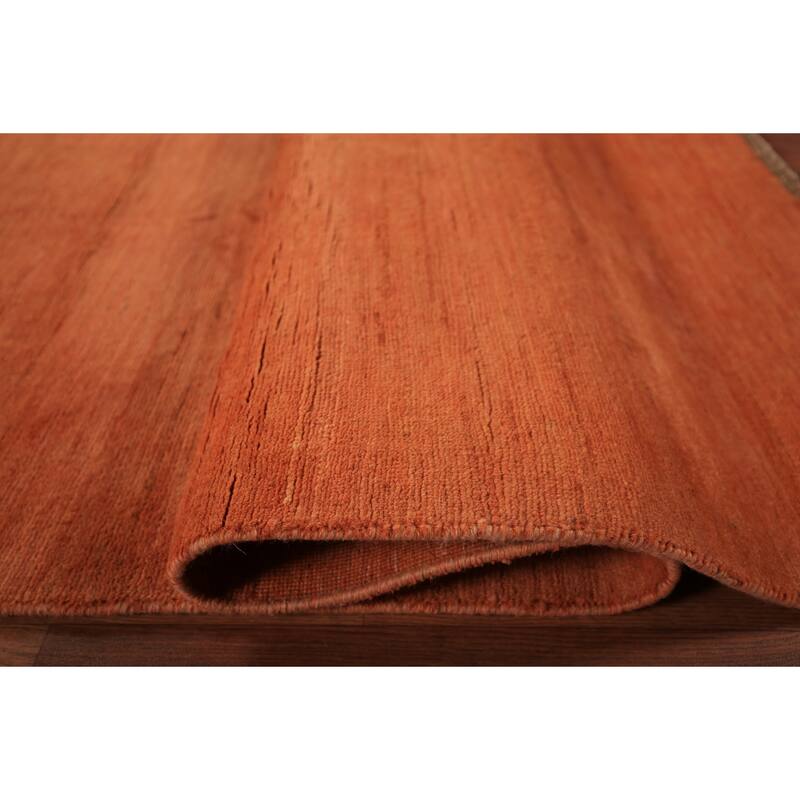 Orange Gabbeh Modern Area Rug Hand-Knotted Bedroom Wool Carpet - 6'6" x 9'7"