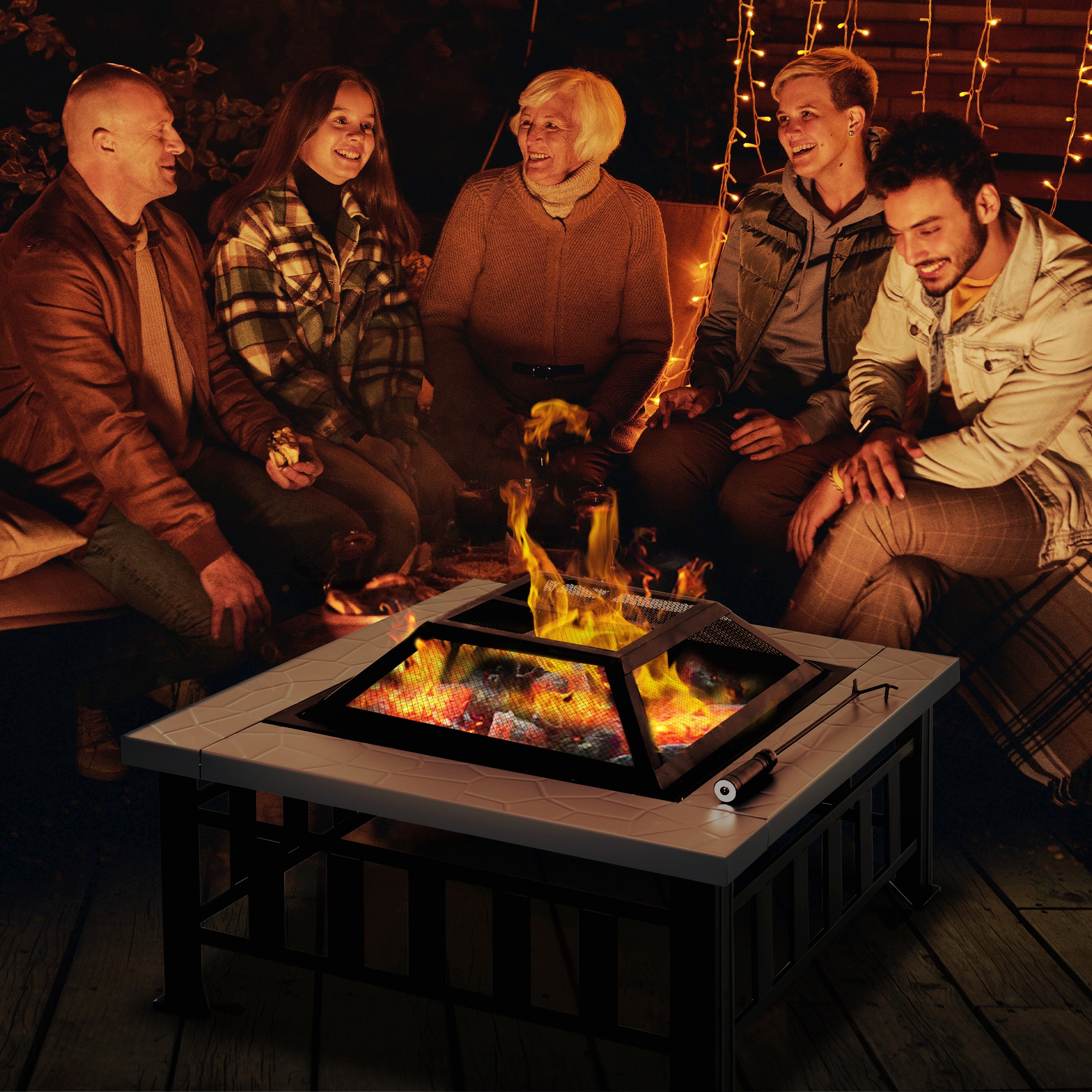 Wood burning fire discount pit table set