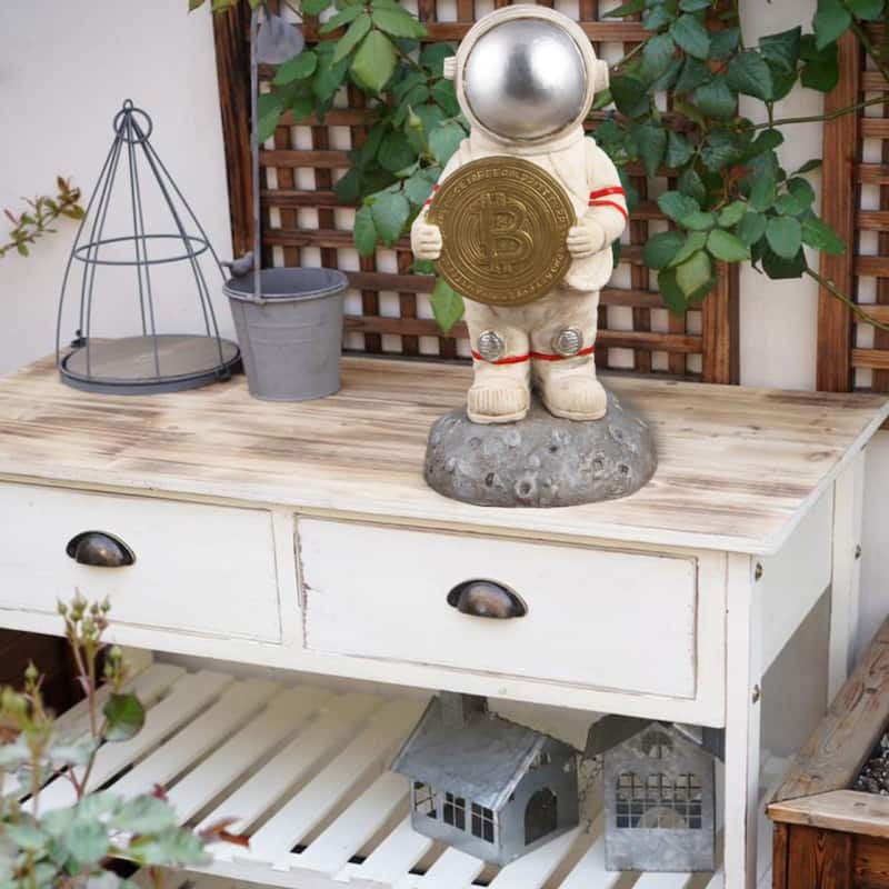 10" Astronaut Standing on Moon Outdoor Garden Statue