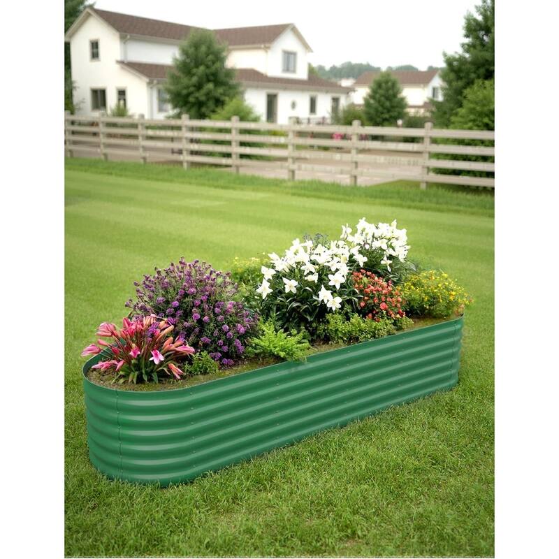 Raised Garden Bed Outdoor, for Vegetables, Fruits, Flower - Green - 8x2x1.5 ft