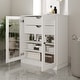 preview thumbnail 18 of 47, Palace Imports 100% Solid Wood Short Clear Glass Bathroom Storage Cabinet with 2 Drawers, 32" W x 35.75" H White