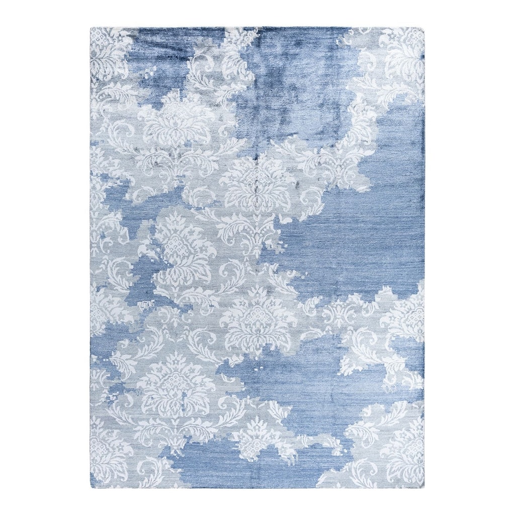 Modern One-of-a-Kind Hand-Knotted Area Rug - Gray, 9' 0" x 12' 2" - 9' 0" x 12' 2"