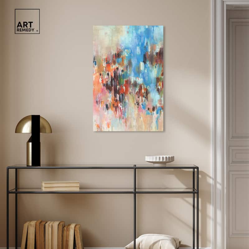 Art Remedy Lovely Feeling Gallery Wrapped Blue Abstract 1 Piece Canvas Wall Art