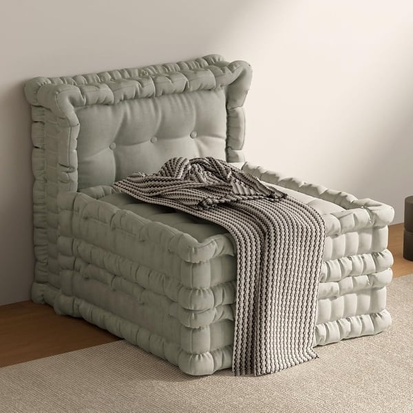 slide 2 of 5, WOWMAX Velvet Grey Floor Sofa Set Convertible Modular Sofa Oversized Floor Pillows Perfect For Reading And Relaxing