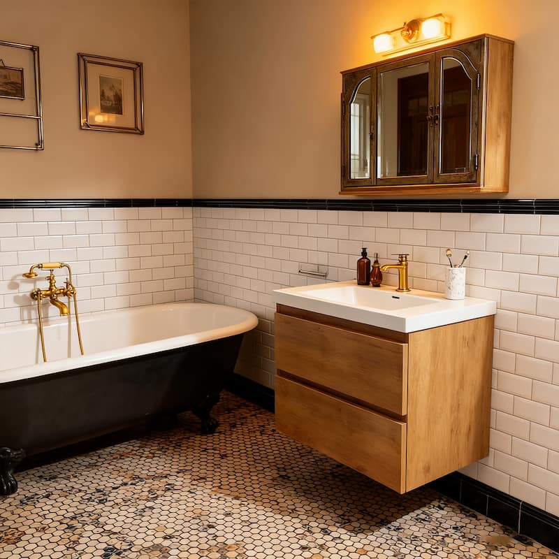 RupheonD 24" 30" 36" 48" Floating Bathroom Vanity in Warm Oak