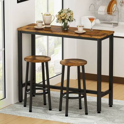 Mieres Industrial 3 Piece Counter Height Dining Set, Bar Table Set