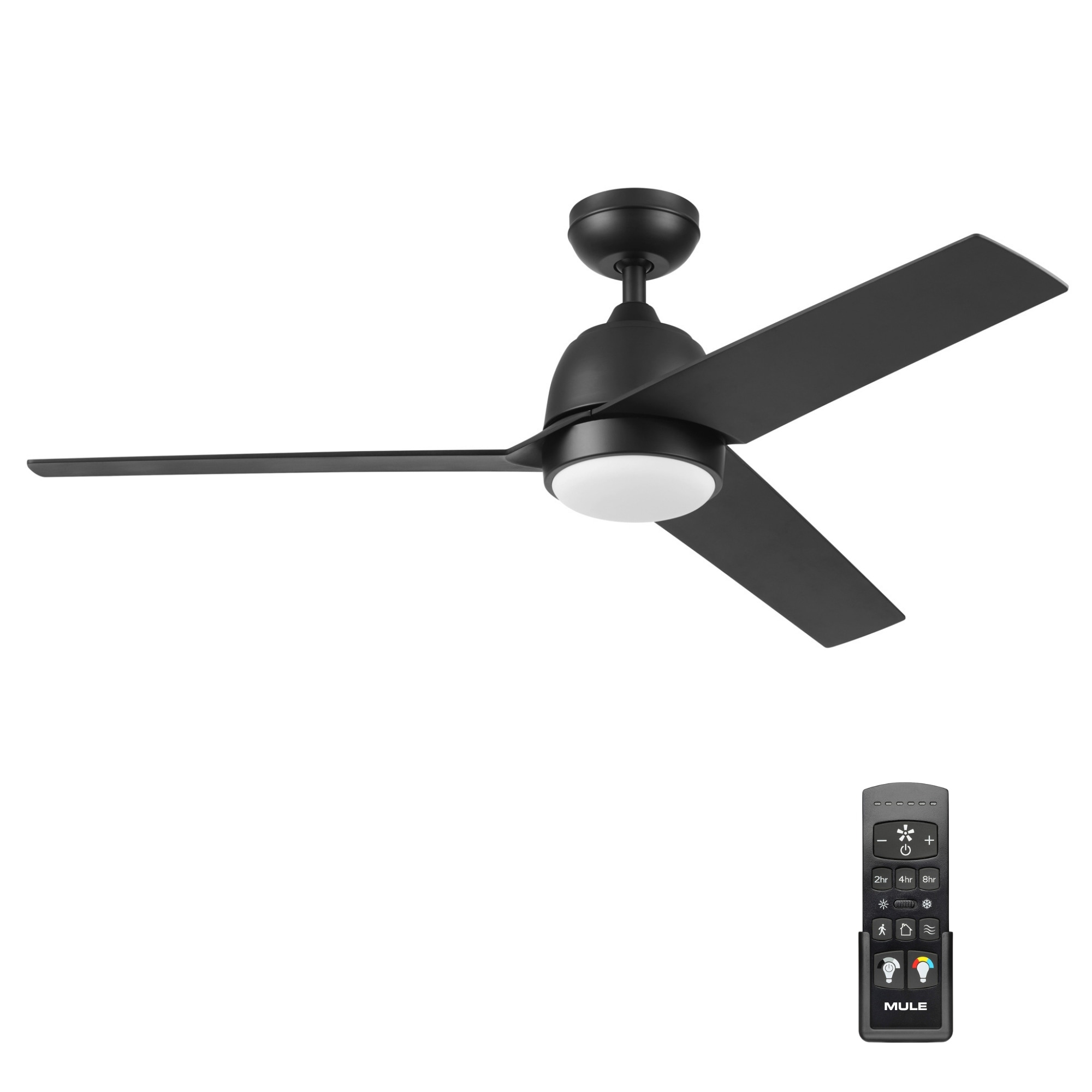Mule Selana 52-Inch Matte Black Damp Rated Ceiling Fan with LED Light