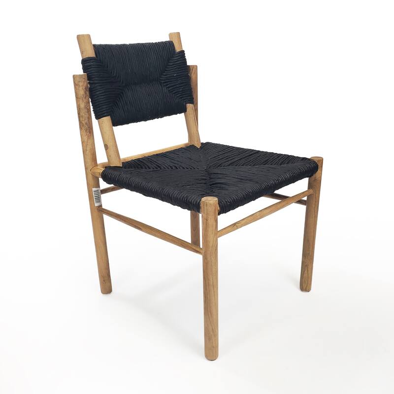 Weaved Rush and Teak Wood Accent Chair