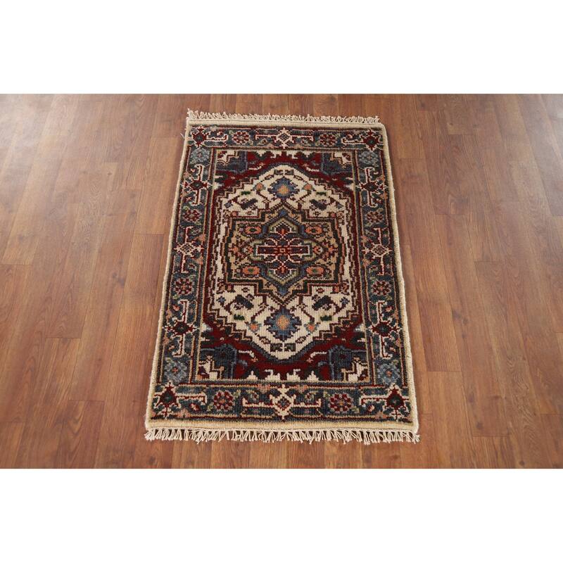 Geometric Heriz Serapi Oriental Foyer Rug Handmade Wool Carpet - 2'0" x 3'0"