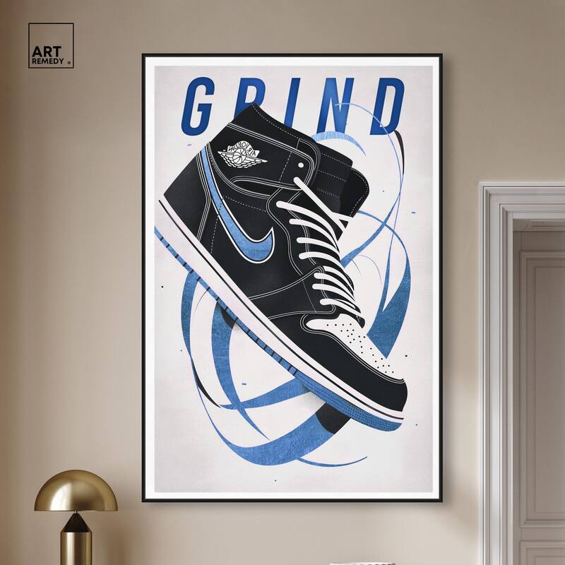 Blue Ribbon Sneaker Canvas by Art Remedy