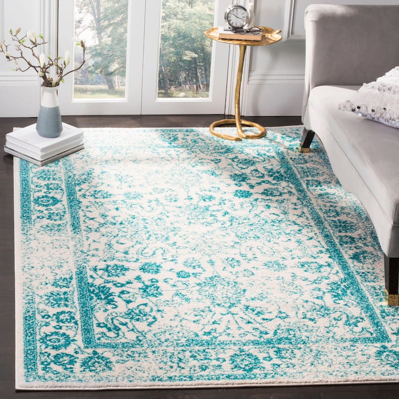 SAFAVIEH Adirondack Dakota Rustic Shabby Chic Distressed Rug - 4' x 6' - Ivory/Teal - Rectangle