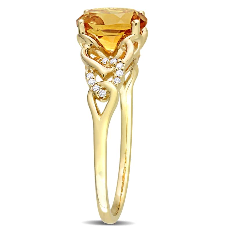 Miadora Oval Madeira Citrine and Diamond Accent Link Engagement Ring in 10k Yellow Gold