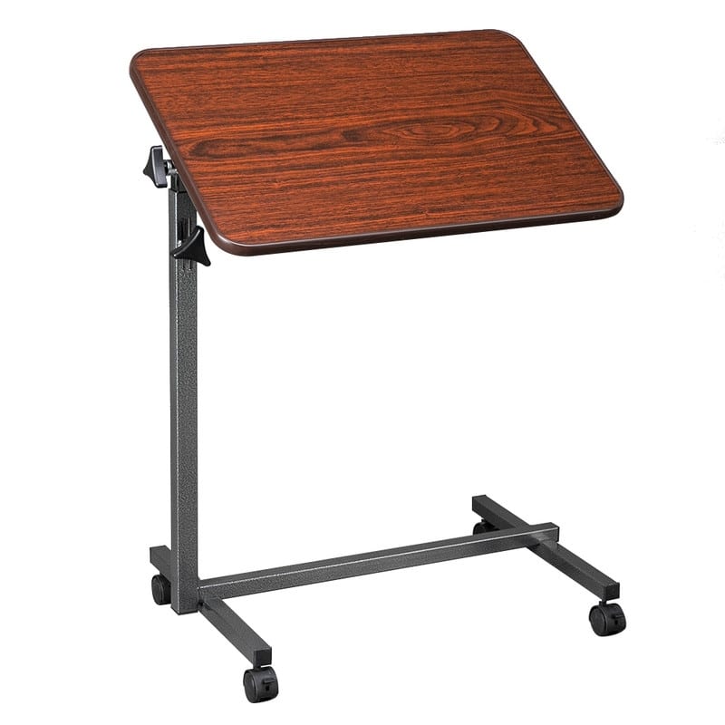 Adjustable MDF Bedside Computer Desk Overbed Table With Wheels