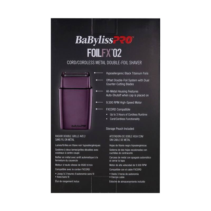 BaByliss Pro LIMITED EDITION Cordless Double Foil Shaver (Purple) FXFS2P + Comb Set (Clipper, Cutting, Taper Combs) - Red