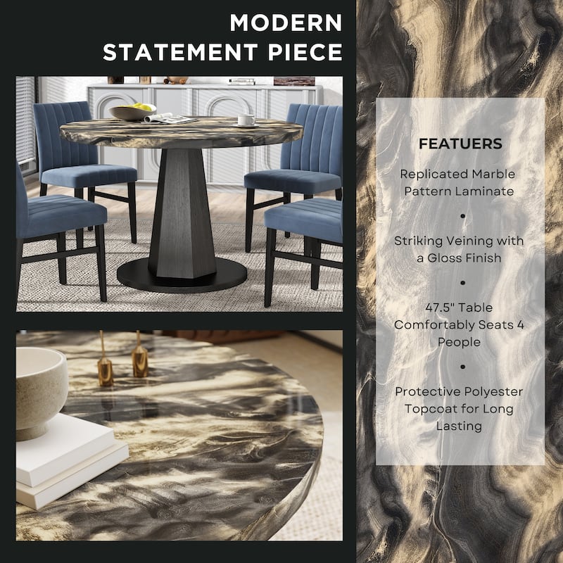 Roundhill Furniture Cavira 5-Piece Round Modern Dining Set