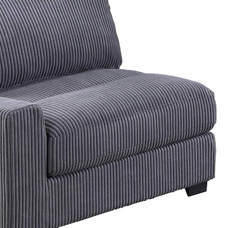 Gray Wide-Welt Corduroy Upholstered Modular Piece
