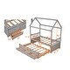 preview thumbnail 16 of 16, Twin Size Wooden House Bed with Trundle and 3 Storage Drawers