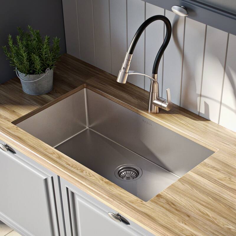 KRAUS Standart PRO Undermount Single Bowl Stainless Steel Kitchen Sink