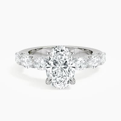 Auriya 14kt White Gold Lab Grown Oval Diamond Engagement Ring with East-West Oval Crescent (F-G, VS)