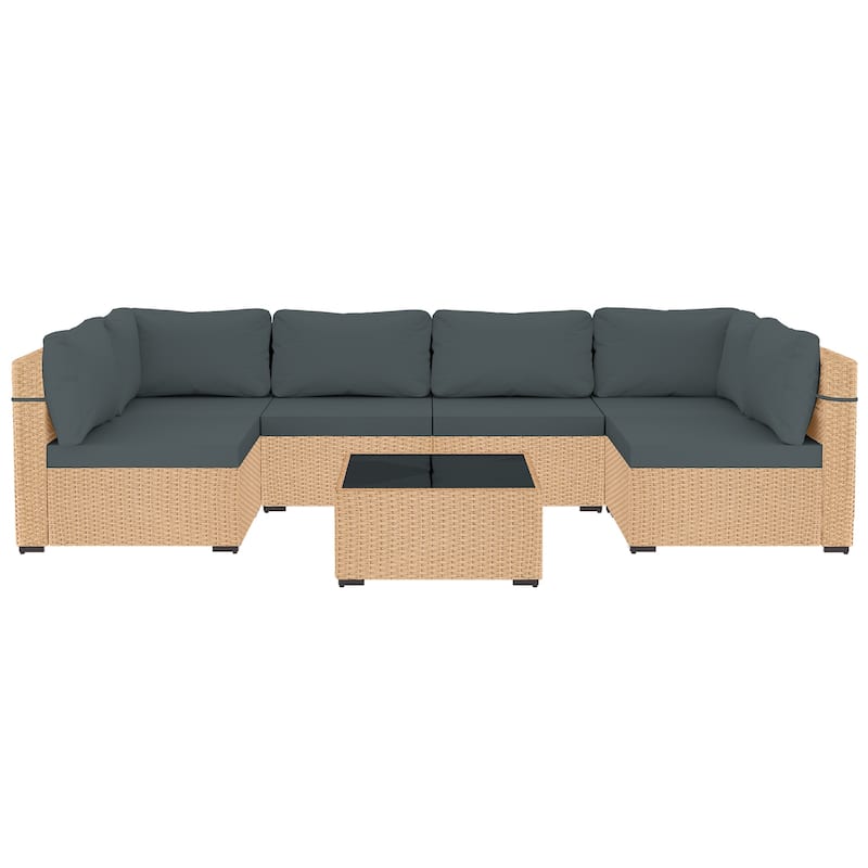 UPHA 7-Piece Wicker Outdoor Seating Group with Cushions