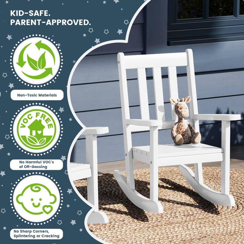 Laguna Kids Outdoor Poly Rocking Chair with Side Table 3-Piece Set