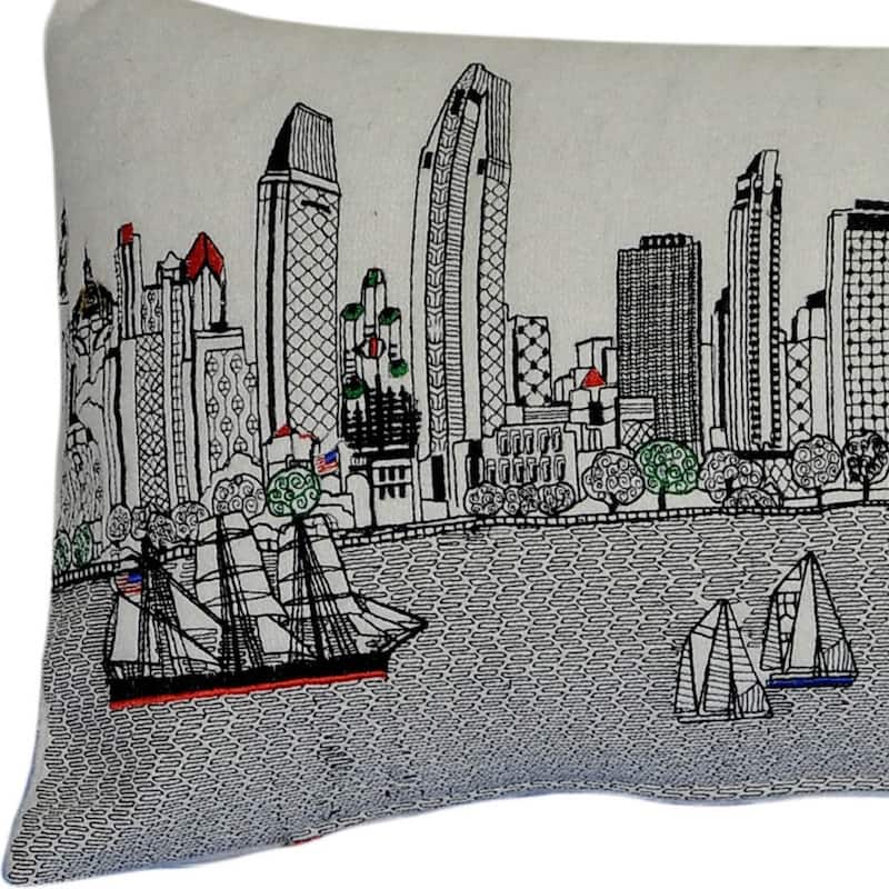 HomeRoots 35" White San Diego Daylight Skyline Lumbar Decorative Pillow