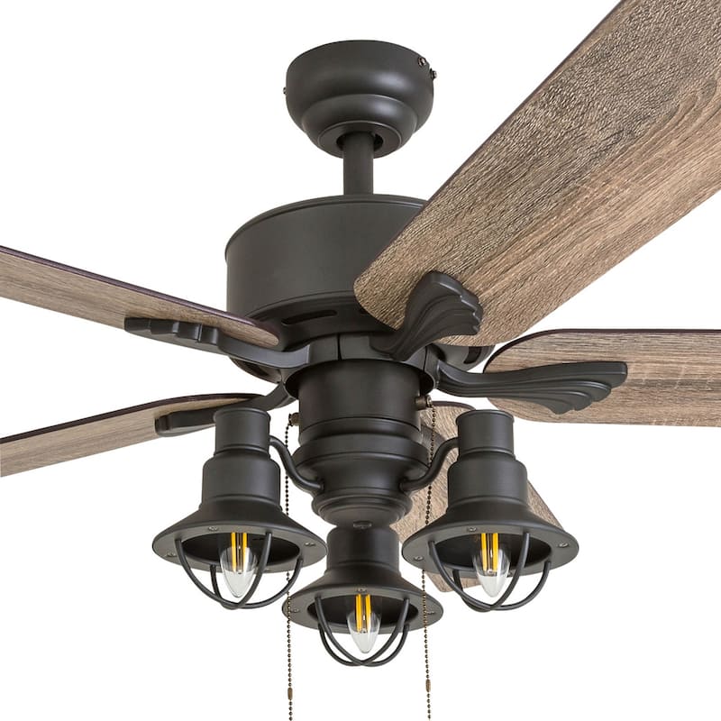 The Gray Barn Stormy Grain 52-inch Aged Bronze LED Ceiling Fan