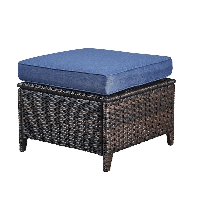 Gymojoy 3-Piece Outdoor Patio High-back Wicker Sectional Ottoman Set