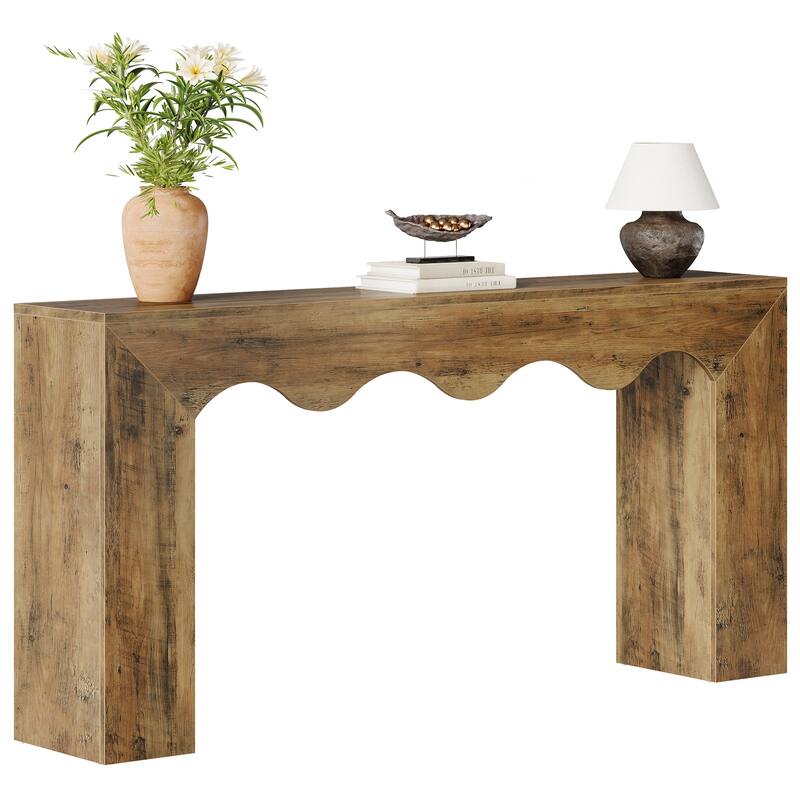 63” Farmhouse Console Table, Brown Entryway Table with Storage