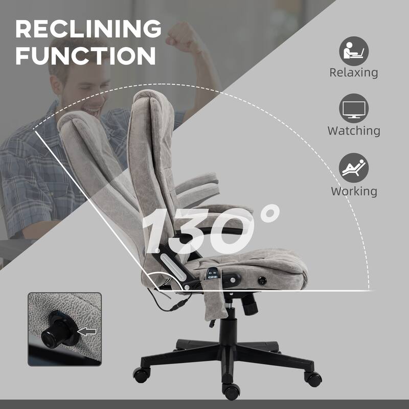 6 Point Vibrating Massage Office Chair with Heat Reclining Backrest Padded Armrests and Remote