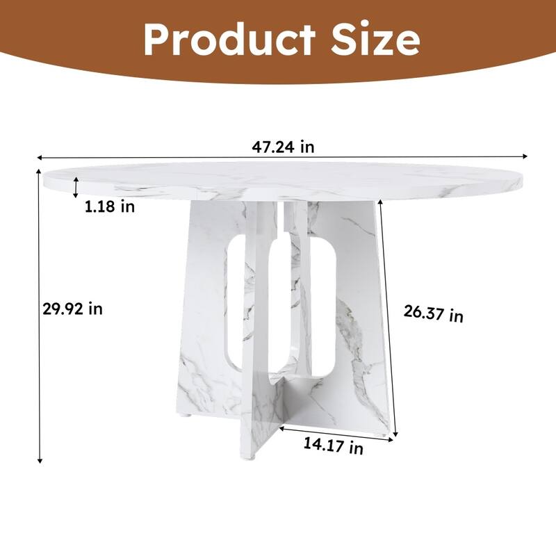 47.24" Farmhouse MDF Circle Round Dining Table